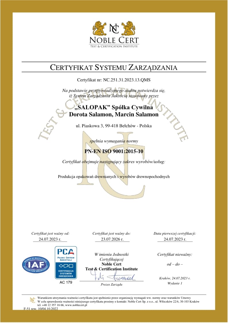 Salopak Certification